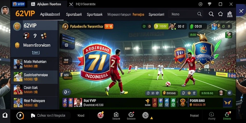 Screenshot utama 62VIP menampilkan tampilan aplikasi Sportsbook yang menarik.