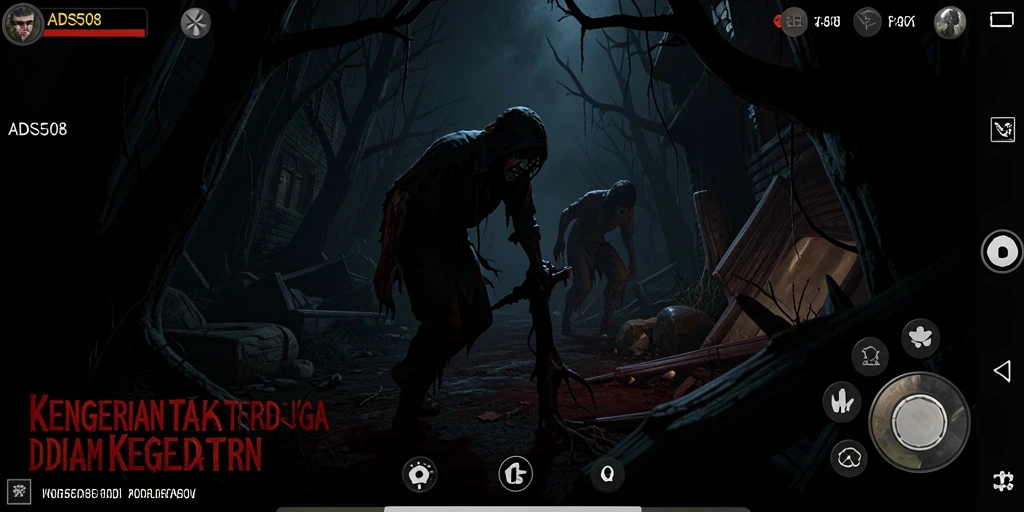 Tampilan menegangkan dari gameplay <strong>ADS508</strong> di dalam kegelapan.