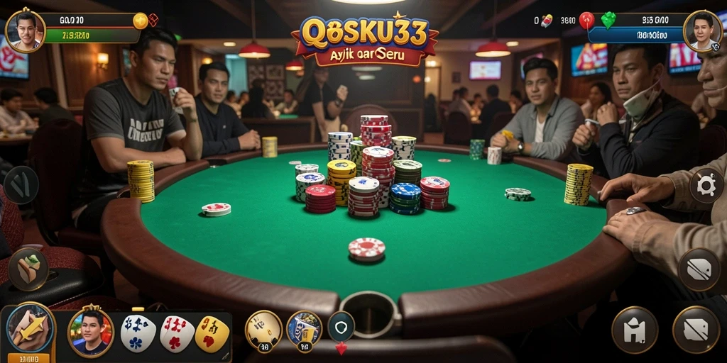 Tampilan gameplay menarik dari BOSKU33 yang menampilkan permainan QiuQiu.