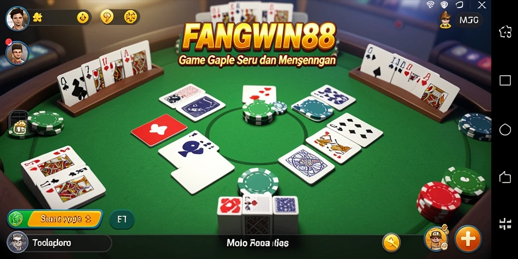 Tangkapan layar dari gameplay Gaple yang mendebarkan di FANGWIN88.