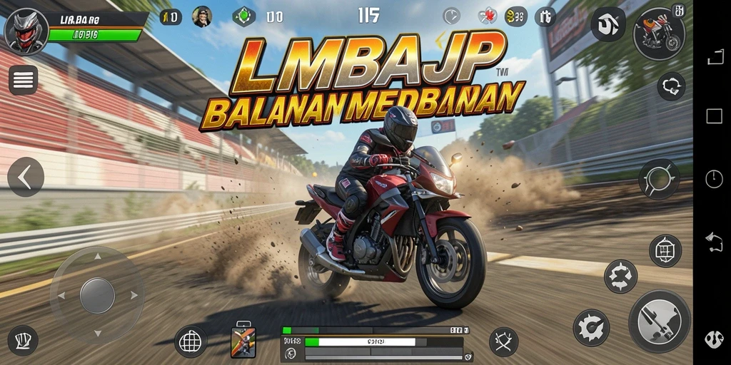 Tampilkan aksi balapan motor yang mendebarkan dalam gameplay LMBAJP.