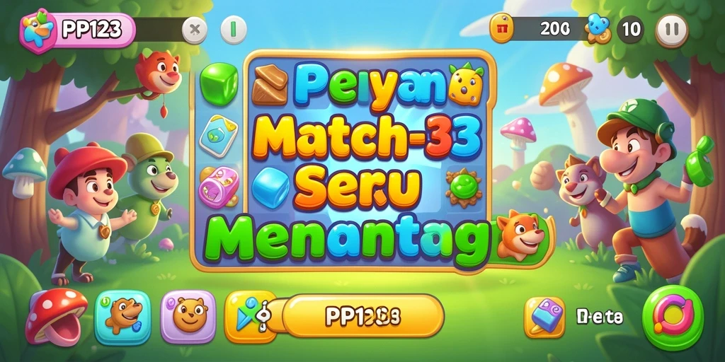 Tampilan menarik dari gameplay Match-3 PP123 yang penuh warna.