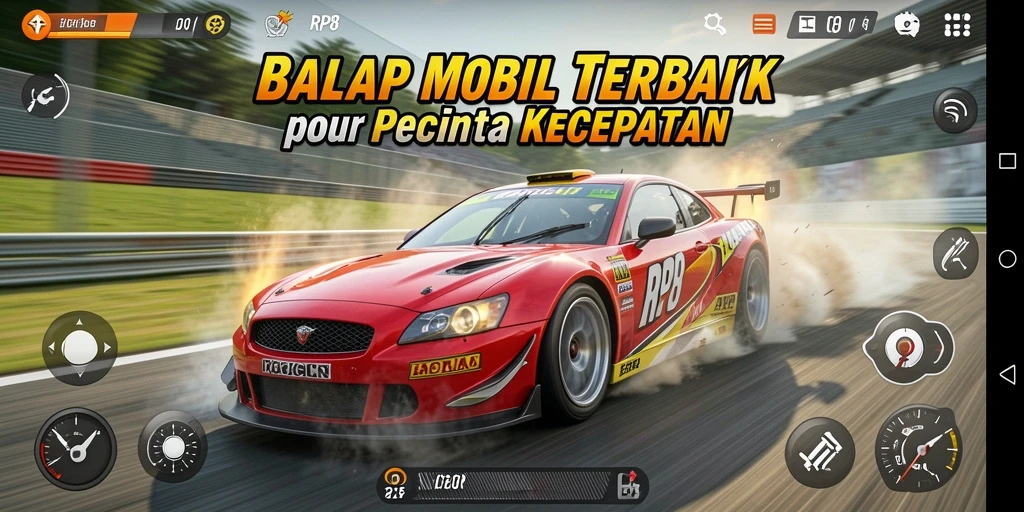 Screenshot RP8 menampilkan aksi balapan yang mendebarkan dan mobil yang mengesankan.