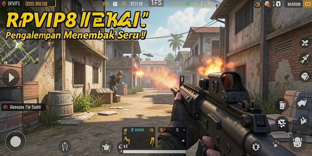 Tampilan screenshot RPVIP8 yang menunjukkan aksi tembak-menembak seru.