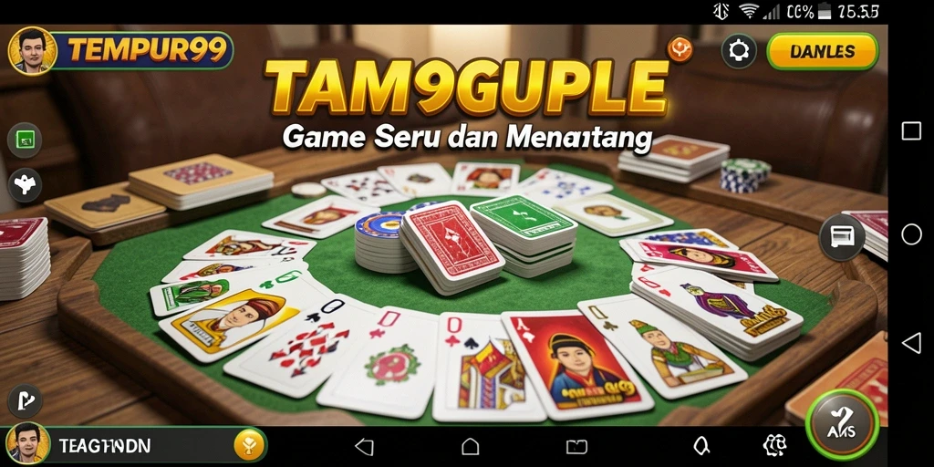Tampilan gameplay seru di TEMPUR99 saat bermain Gaple dengan teman-teman.