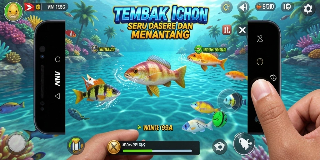 Screenshot gameplay WIN199 yang menampilkan aksi tangkap ikan.